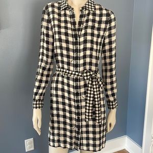 Diane Von Furstenberg Black and White Silk Tie-Waist Dress